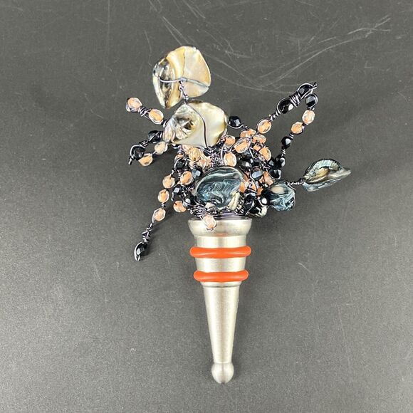 Beaded Glass Wine Bottle Stoppers with Tiny Wire Abstract Glass Beads Multicolor - Picture 2 of 11